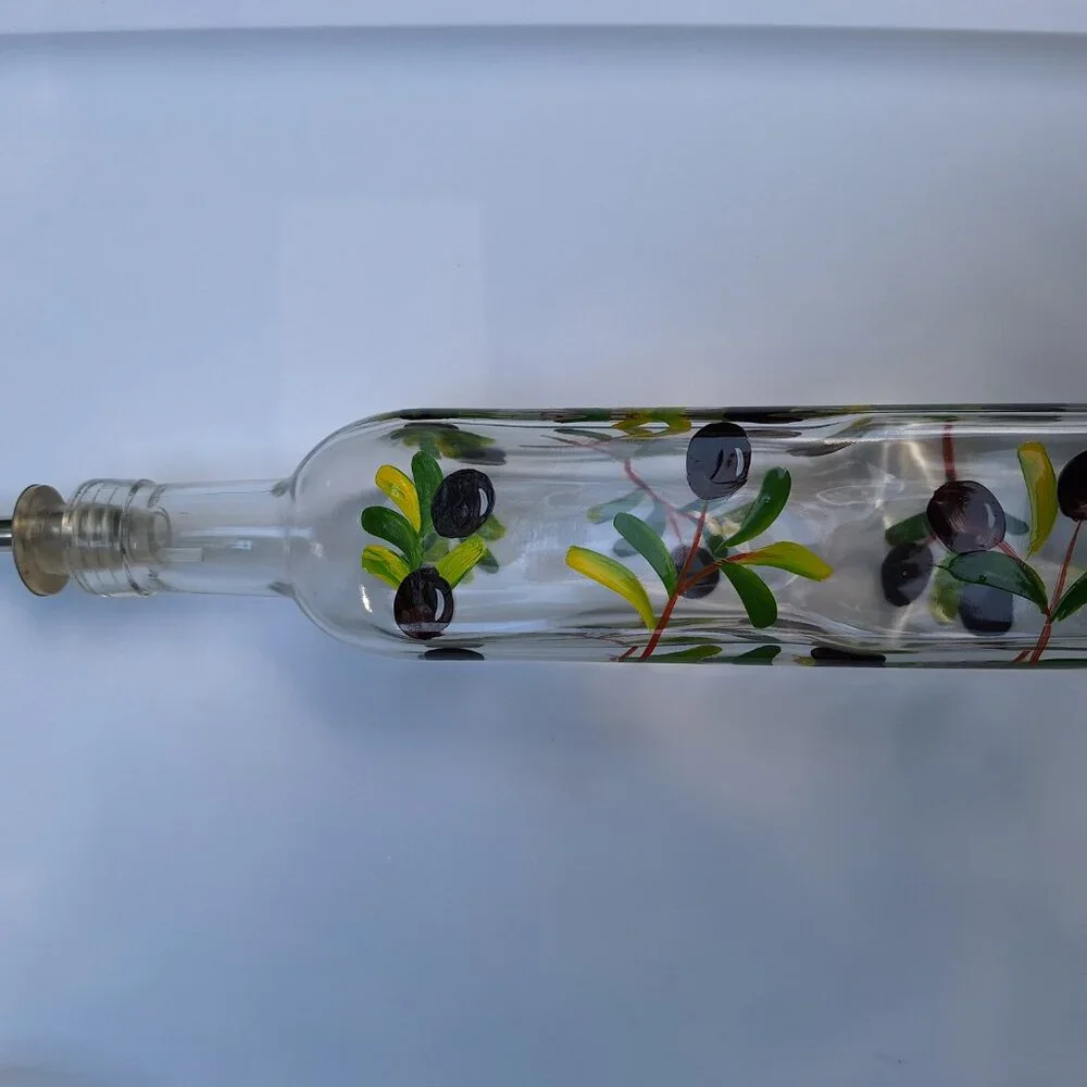 Hand Painted Olive Oil Bottle with Glass Dipping Dishes